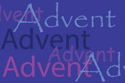 A graphic of the word Advent